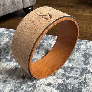 JBM Cork and Wood-Tone Yoga Wheel – Natural Cork Finish